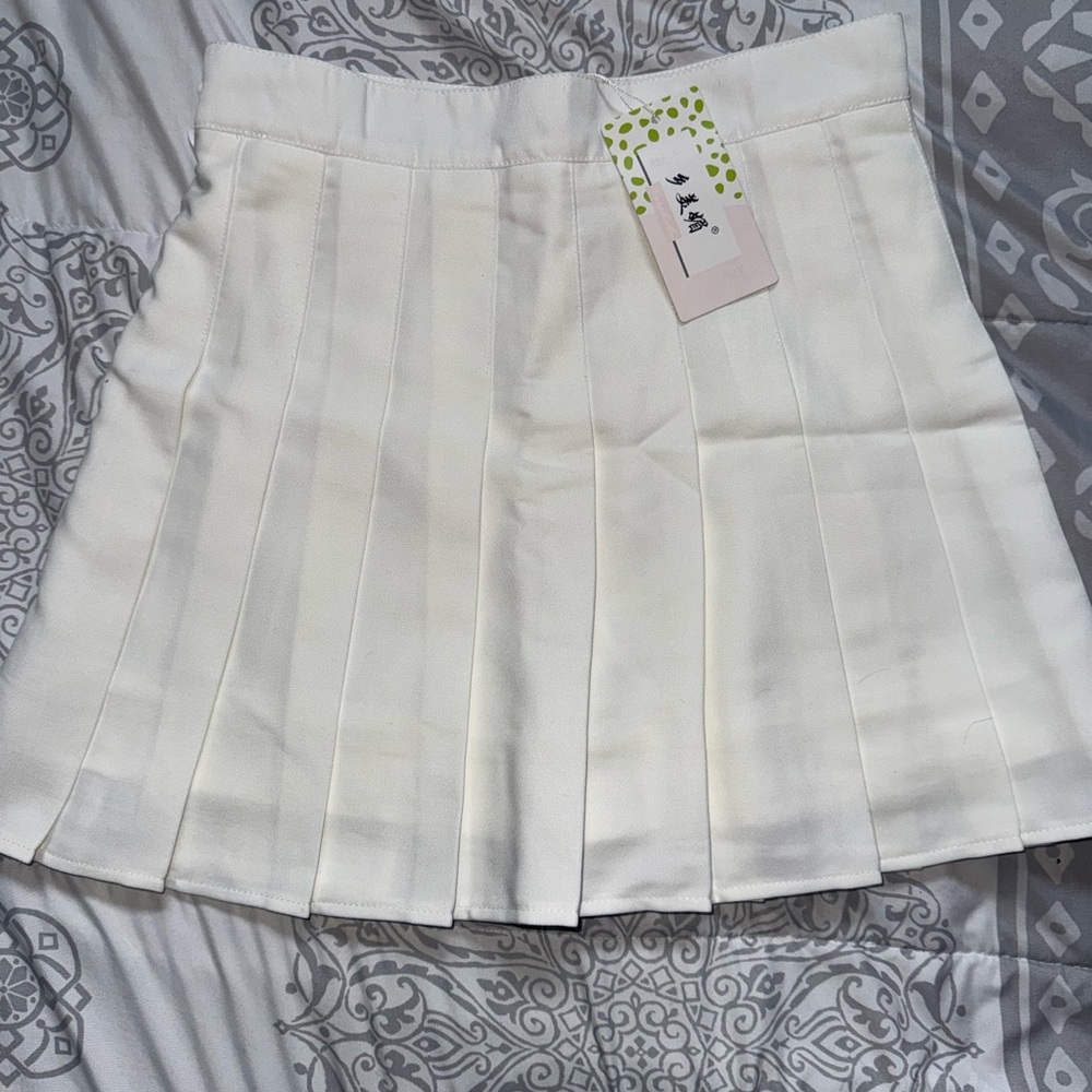 White Pleated Skort